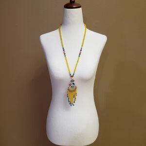 Colorful  PEACOCK  beaded Necklace with  Tassel